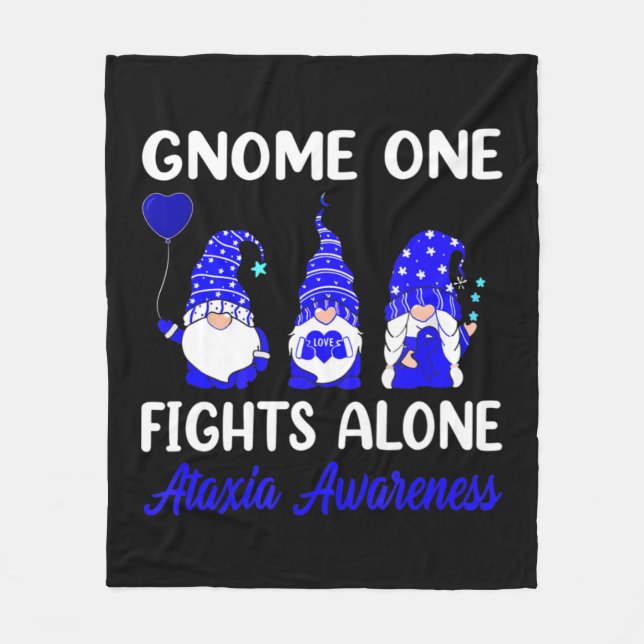 Gnome One Fights Alone Blue Ribbon Ataxia Awarenes Fleecefilt (Framsidan)
