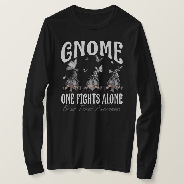 Gnome One Fights Alone Brain Tumor Awareness T Shirt (Design framsida)