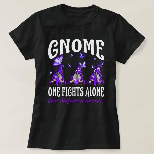 Gnome One Fights Alone Chiari Malformation Awarene T Shirt (Design framsida)