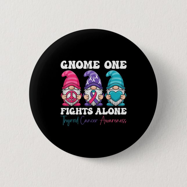 Gnome One Fights Alone - Christmas Thyroid Cancer  Knapp (Framsida)