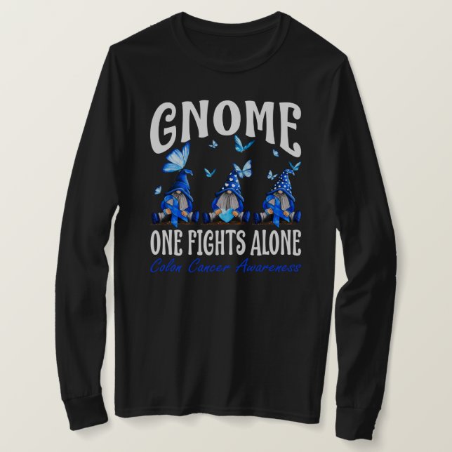 Gnome One Fights Alone Colon Cancer Awareness  T Shirt (Design framsida)
