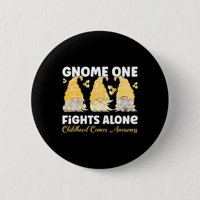 Gnome One Fights Alone Gold Childhood Cancer Aware Knapp (Framsida)