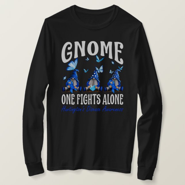Gnome One Fights Alone Huntington's Disease Awaren T Shirt (Design framsida)