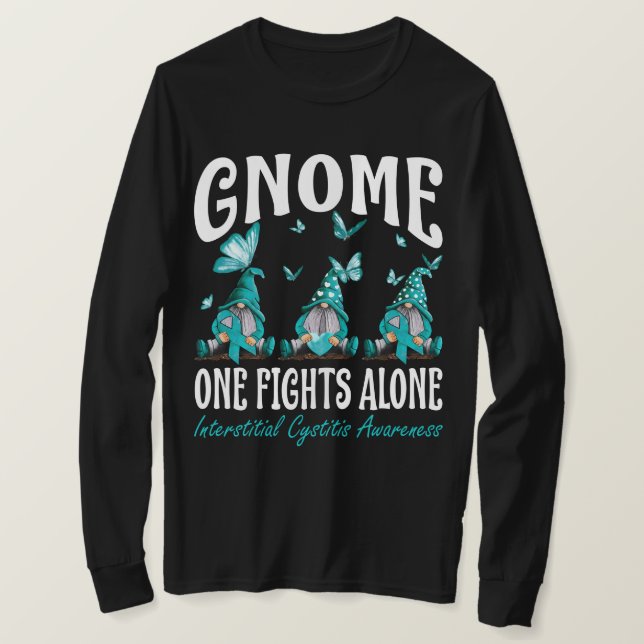 Gnome One Fights Alone Interstitial Cystitis Aware T Shirt (Design framsida)