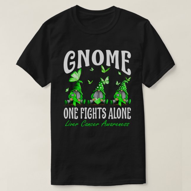 Gnome One Fights Alone Liver Cancer Awareness T Shirt (Design framsida)
