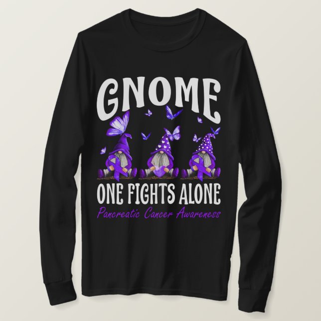 Gnome One Fights Alone Pancreatic Cancer Awareness T Shirt (Design framsida)