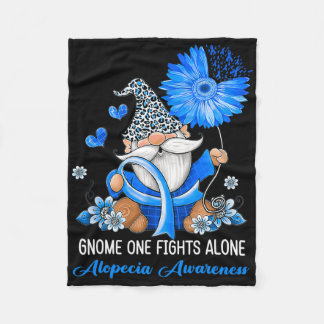 Gnome One Fights Alone Ribbon Alopecia Awareness Fleecefilt
