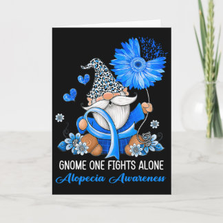 Gnome One Fights Alone Ribbon Alopecia Awareness Kort