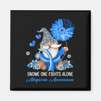 Gnome One Fights Alone Ribbon Alopecia Awareness Magnet