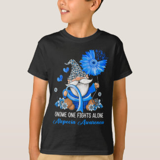 Gnome One Fights Alone Ribbon Alopecia Awareness T Shirt