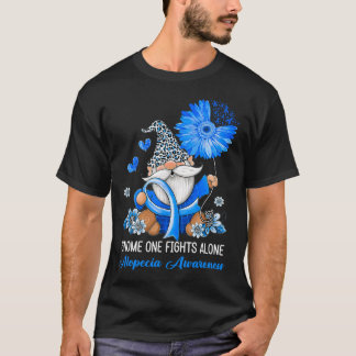Gnome One Fights Alone Ribbon Alopecia Awareness T Shirt