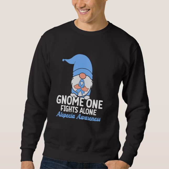 Gnome One Fights Ensam Alopecia Awareness Lång Ärmad Tröja (Framsida)