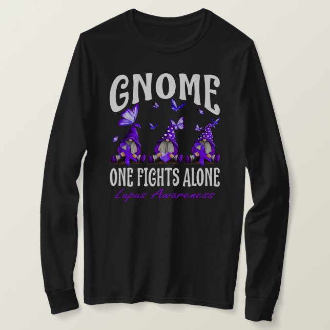 Gnome One Fights Ensam Lupus Awareness T Shirt (Design framsida)