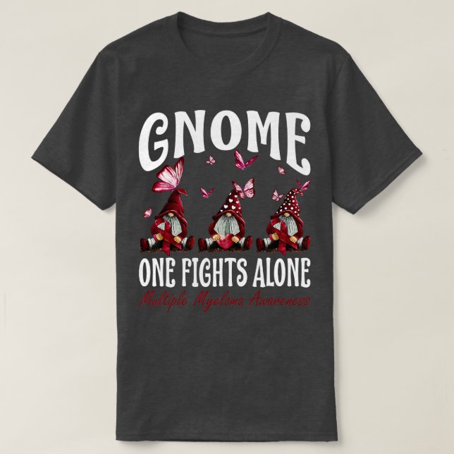 Gnome One Fights Ensam Många Myeloma Awareness T Shirt (Design framsida)