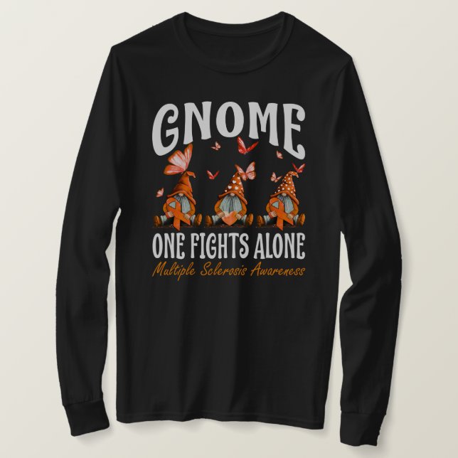 Gnome One Fights Ensam Många Sclerosis Awarenes T Shirt (Design framsida)