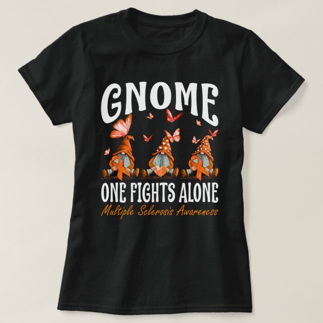 Gnome One Fights Ensam Många Sclerosis Awarenes T Shirt (Design framsida)