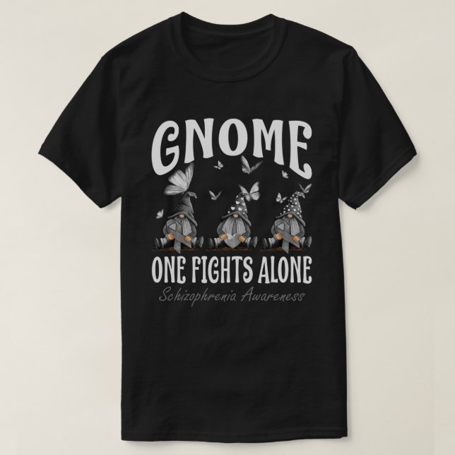 Gnome One Fights Ensam Schizophrenia Awareness T Shirt (Design framsida)