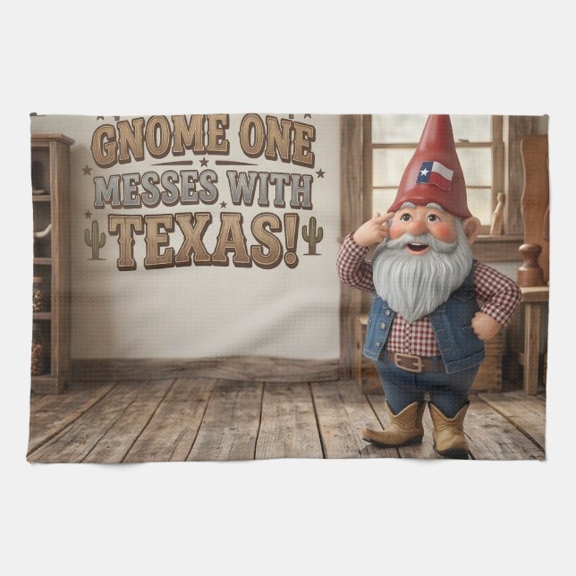 "Gnome One pillar omkull i Texas" Workshop Kökshandduk (Horisontell)