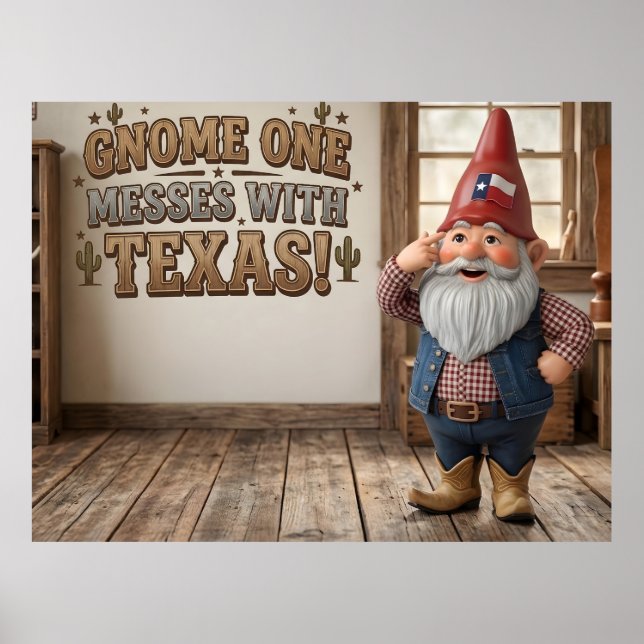 "Gnome One pillar omkull i Texas" Workshop Poster (Framsidan)