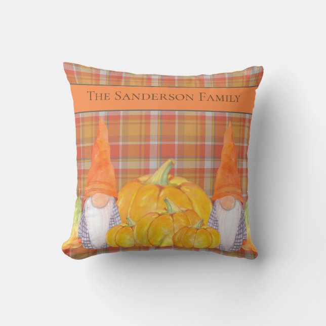 Gnome-orange med pumpor utomhus Pillow Kudde (Framsida)