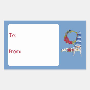 Gnome på Home Gift Märkre Rektangulärt Klistermärke