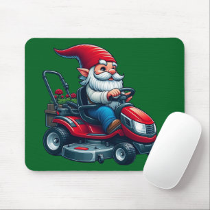 Gnome på Riding Gräsmatta Mower med Flower Basket Musmatta