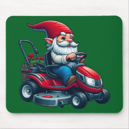 Gnome på Riding Gräsmatta Mower med Flower Basket Musmatta