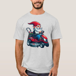 Gnome på Riding Gräsmatta Mower med Flower Basket T Shirt