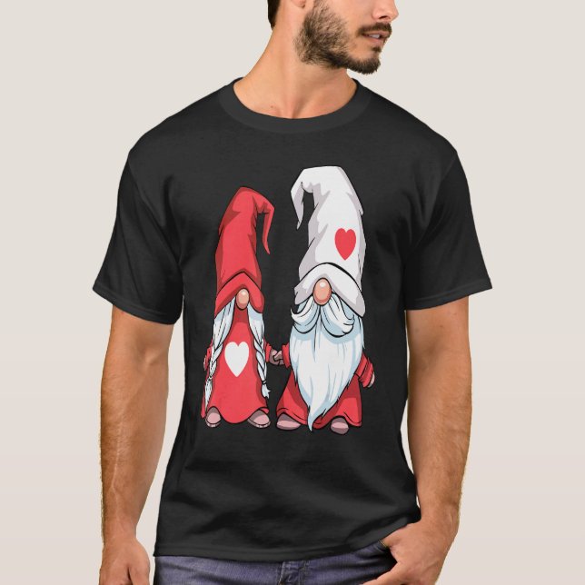 Gnome par Valentines day Cute Heart Kärlek V-dagen T Shirt (Framsida)
