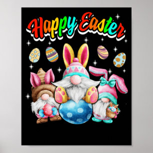 Gnome Påsk med Bunny Ear Women Glad påsk Poster