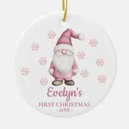 Gnome Personalized Girl's First Christmas Julgransprydnad Keramik