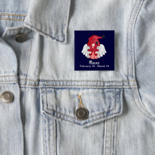 Gnome Pisces Astrology Sign Angel Pinback Button Knapp