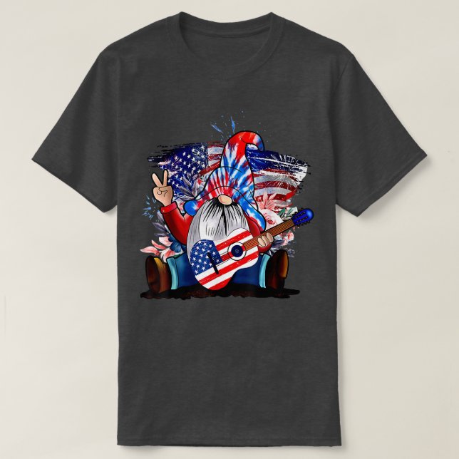 Gnome Play GuitarPatriotic 4:e juli T Shirt (Design framsida)