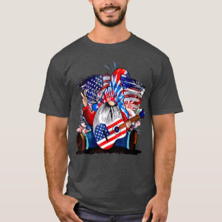 Gnome Play GuitarPatriotic 4:e juli T Shirt