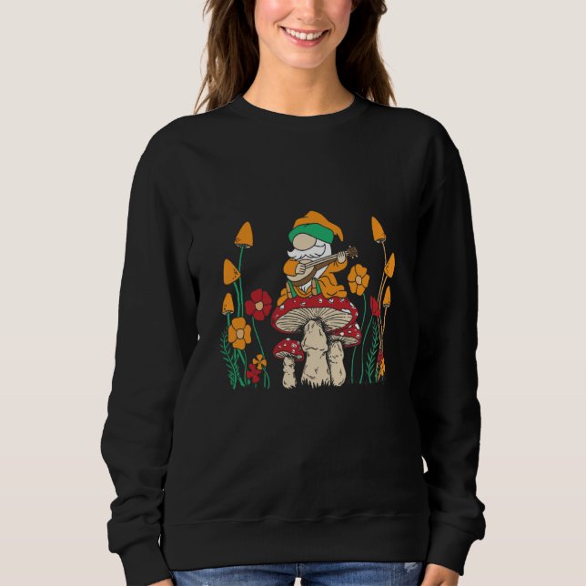 Gnome playing banjo fungi mushrooms t shirt (Framsida)