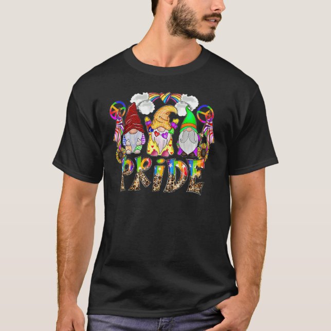 Gnome Pride Leopard LGBT Flag Gay Pride Month Tran T Shirt (Framsida)