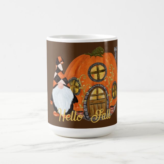 Gnome & Pumpkin House Fall Scene Kaffemugg (Center)