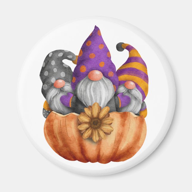 Gnome Pumpkin Trio Magnet (Framsidan)