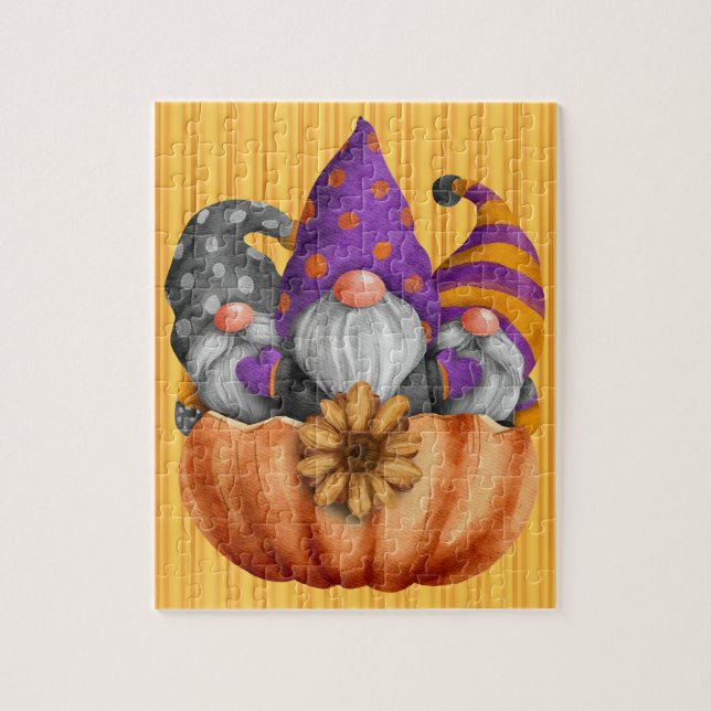 Gnome Pumpkin Trio Puzzle Pussel (Vertikal)