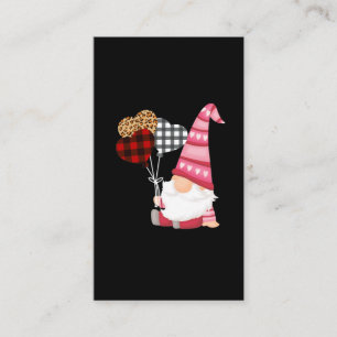 Gnome Red Black Leopard Balloon Valentines day Visitkort