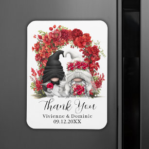 Gnome Red Flowers Bröllop Tack Magnet
