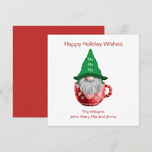 Gnome Red Grönt Helgdag Önskemål Personlig Card Julkort