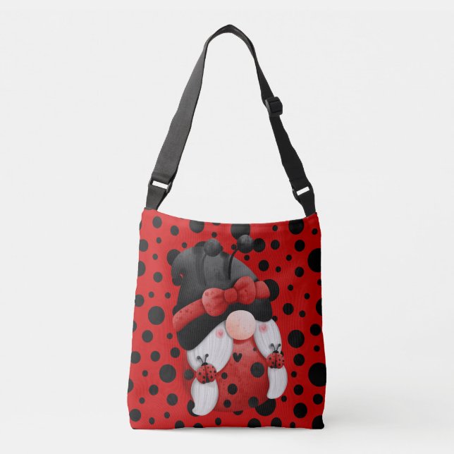 Gnome Red med Black Polka dots Axelväska (Framsida)