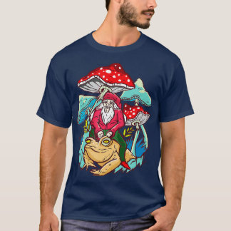 Gnome Riding på Bufo Alvarius Toad Mushroom Fantas T Shirt