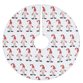 Gnome röd vit grått tecknad christmas mönster julgransmatta borstad polyester