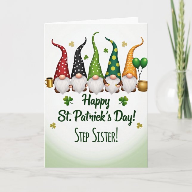 Gnome Roligt St Patricks Retro Art Kort (Framsida)
