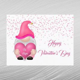 Gnome Rosa Heart Valentine Helg Vykort