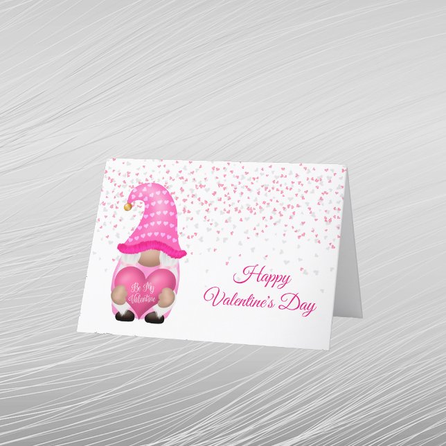 Gnome Rosa Heart Valentine Helgkort (Skapare uppladdad)