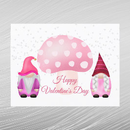 Gnome Rosa Mushroom Valentine Helg Vykort