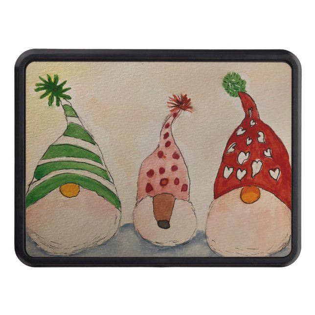 Gnome Santa, fru Claus, och deras hund Dragkroksskydd (Framsidan)